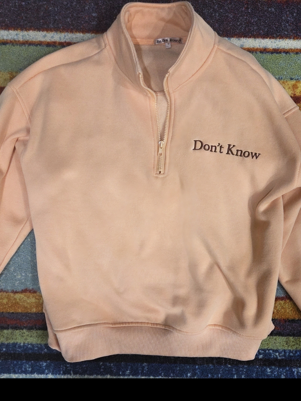 Don't Know Women's Peach Half-Zip Sweatshirt